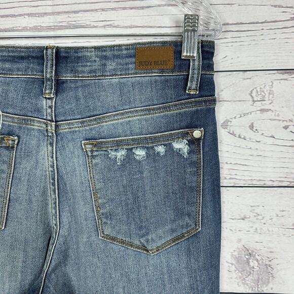 Judy Blue Jeans Womens 28 Blue Straight Slim Fit Distressed Stretch - Picture 6 of 15